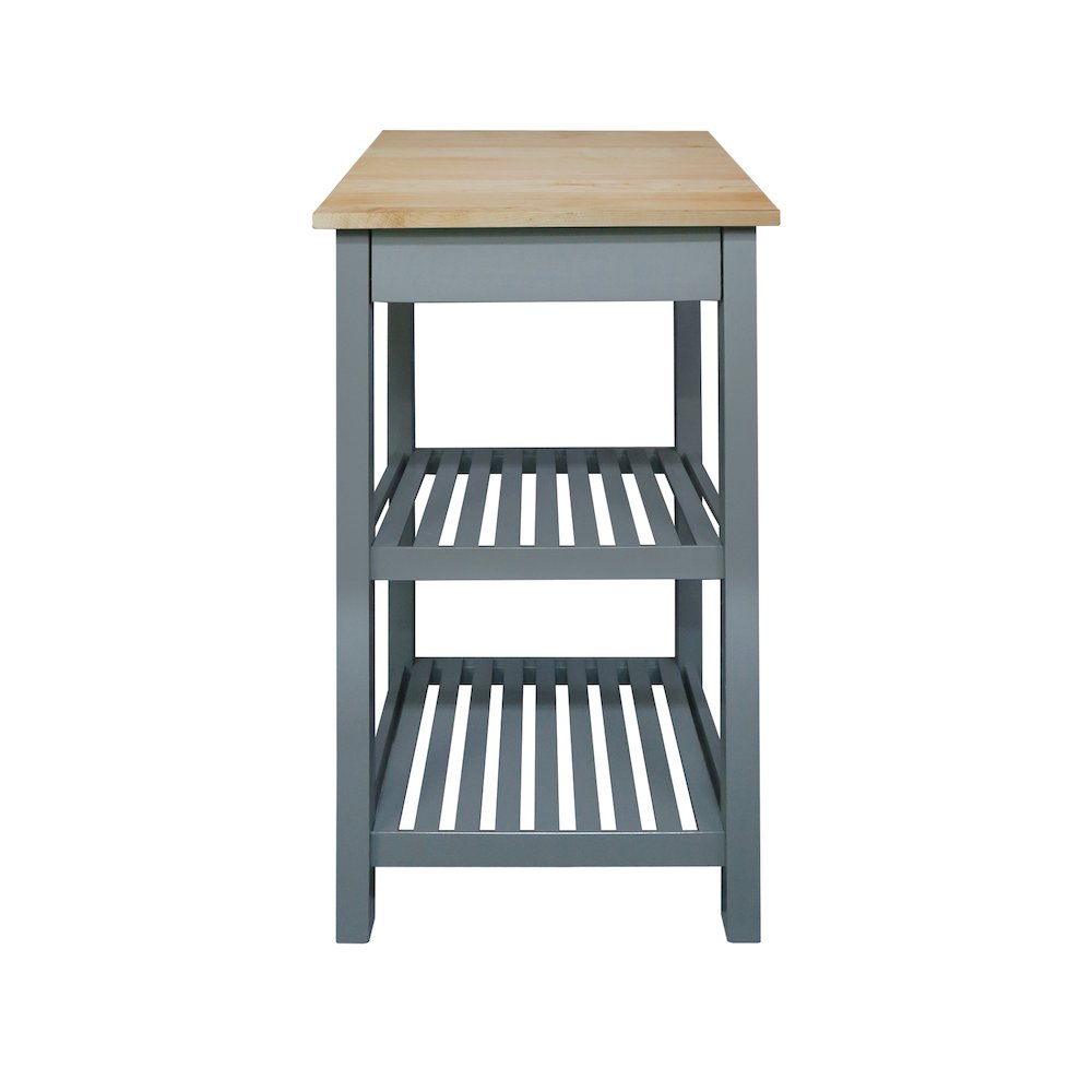 Sunrise Kitchen Island with Solid Wood Top – Slate Gray