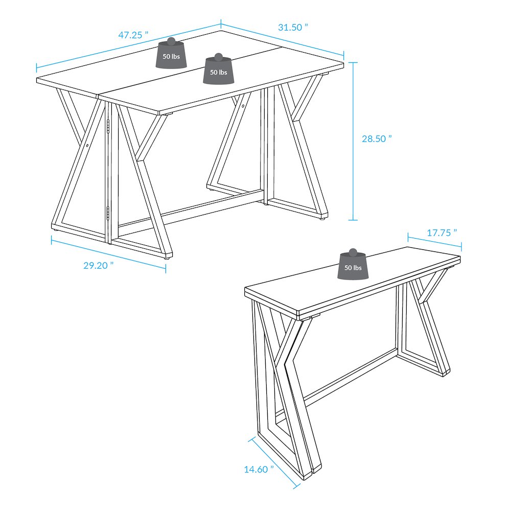 Aztecs Folding Console to Dining Convertible Table with Solid American Basswood