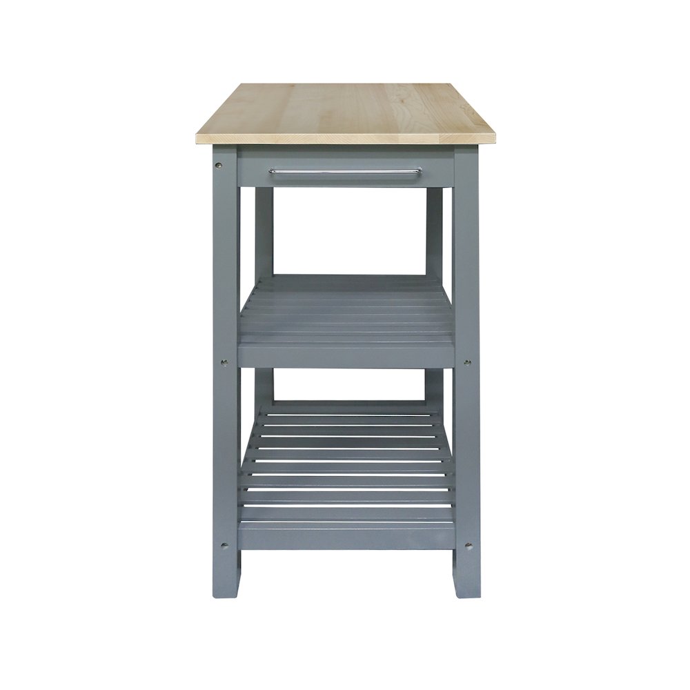 Sunrise Kitchen Island with Solid Wood Top – Slate Gray