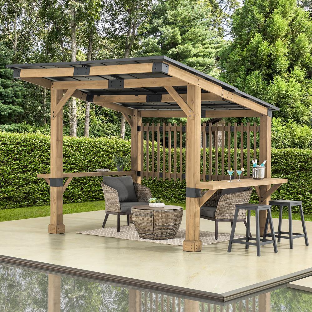 Sunjoy 10 x 11 ft Outdoor Cedar Frame BBQ Gazebo