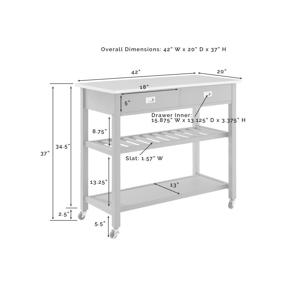 Chloe Stainless Steel Top Kitchen Island/Cart