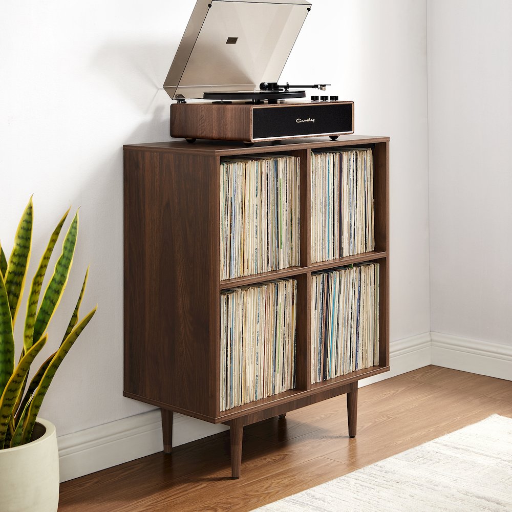 Liam 4 Cube Record Storage Media Stand Walnut