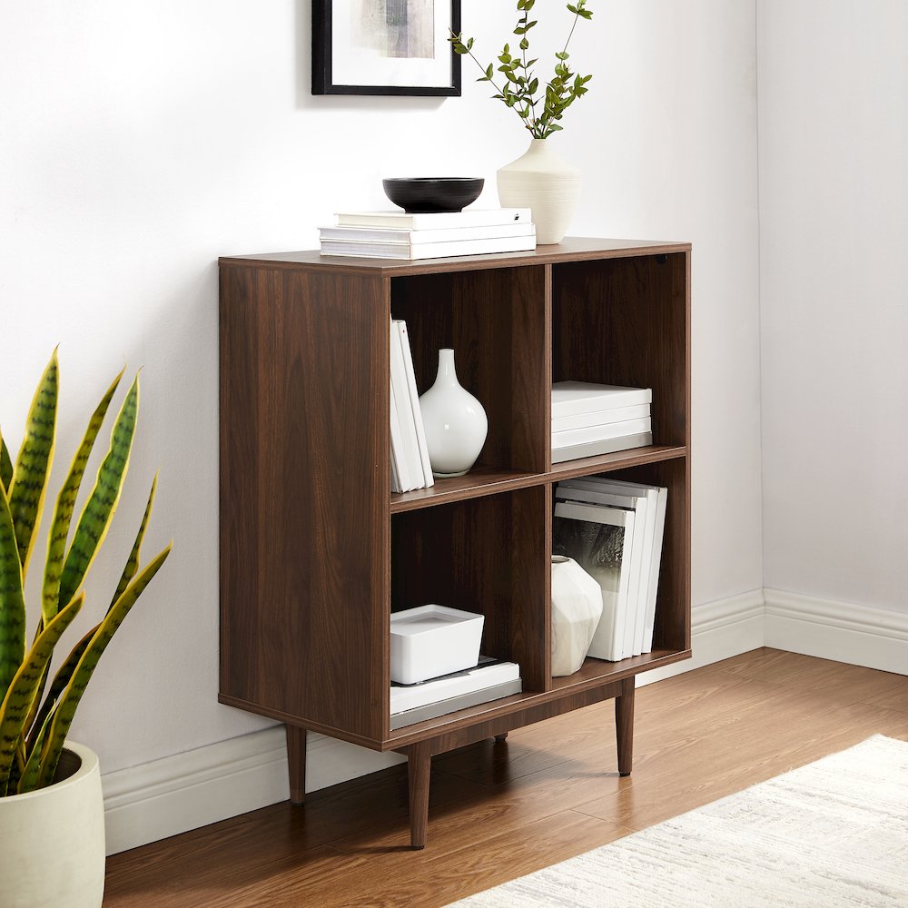 Liam 4 Cube Record Storage Media Stand Walnut
