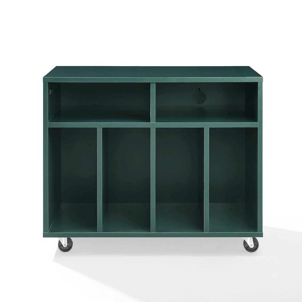 Carlo Rolling Record Storage Console In Dark Teal