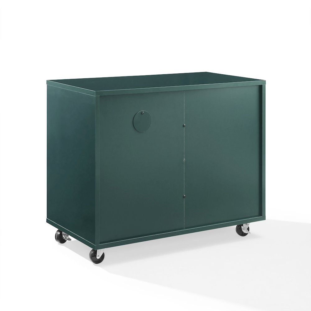 Carlo Rolling Record Storage Console In Dark Teal