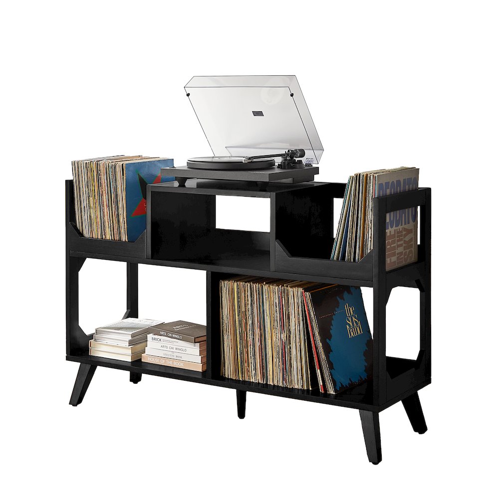 Asheville Large Record Storage Console Black