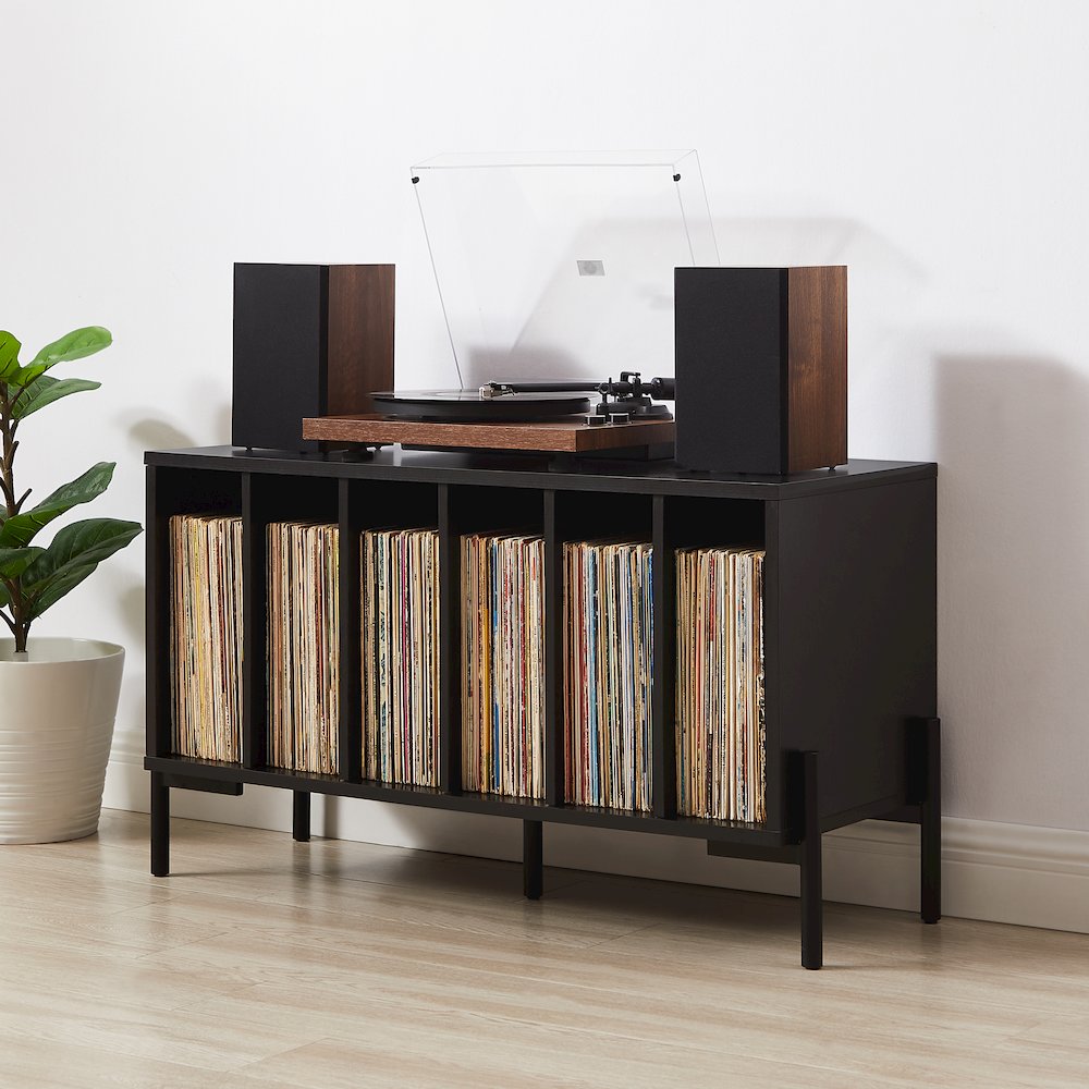 Greenwich Medium Record Storage Console In Black