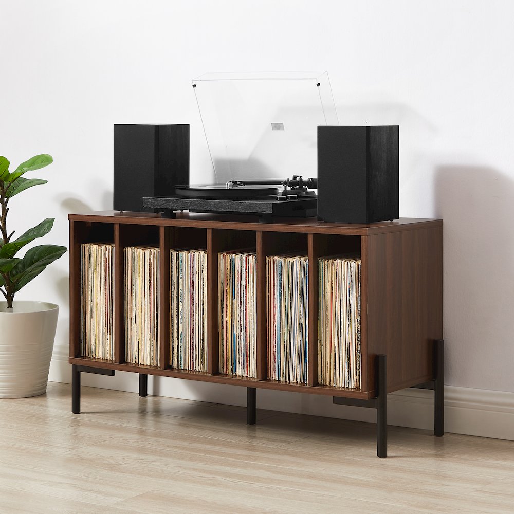 Greenwich Medium Record Storage Console In Walnut