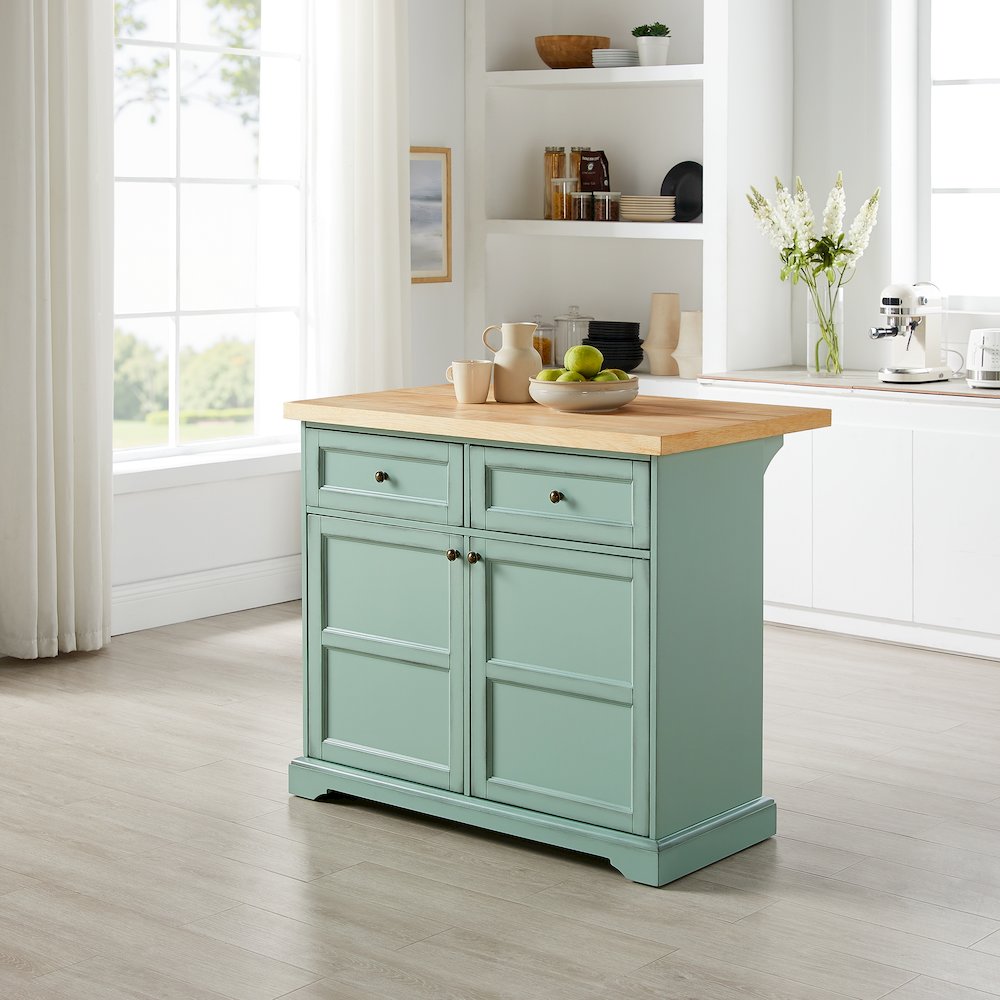Holbrook Kitchen Island Distressed Seafoam Blue