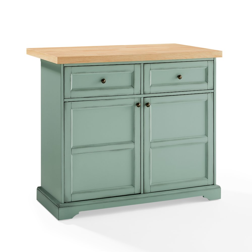 Holbrook Kitchen Island Distressed Seafoam Blue
