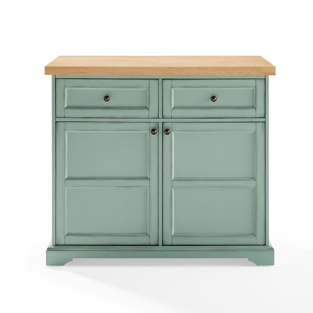 Holbrook Kitchen Island Distressed Seafoam Blue