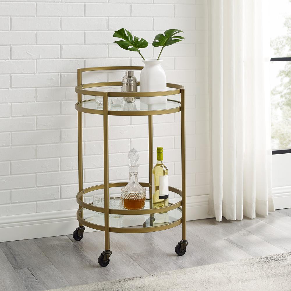 Bailey Round Rolling Bar Cart