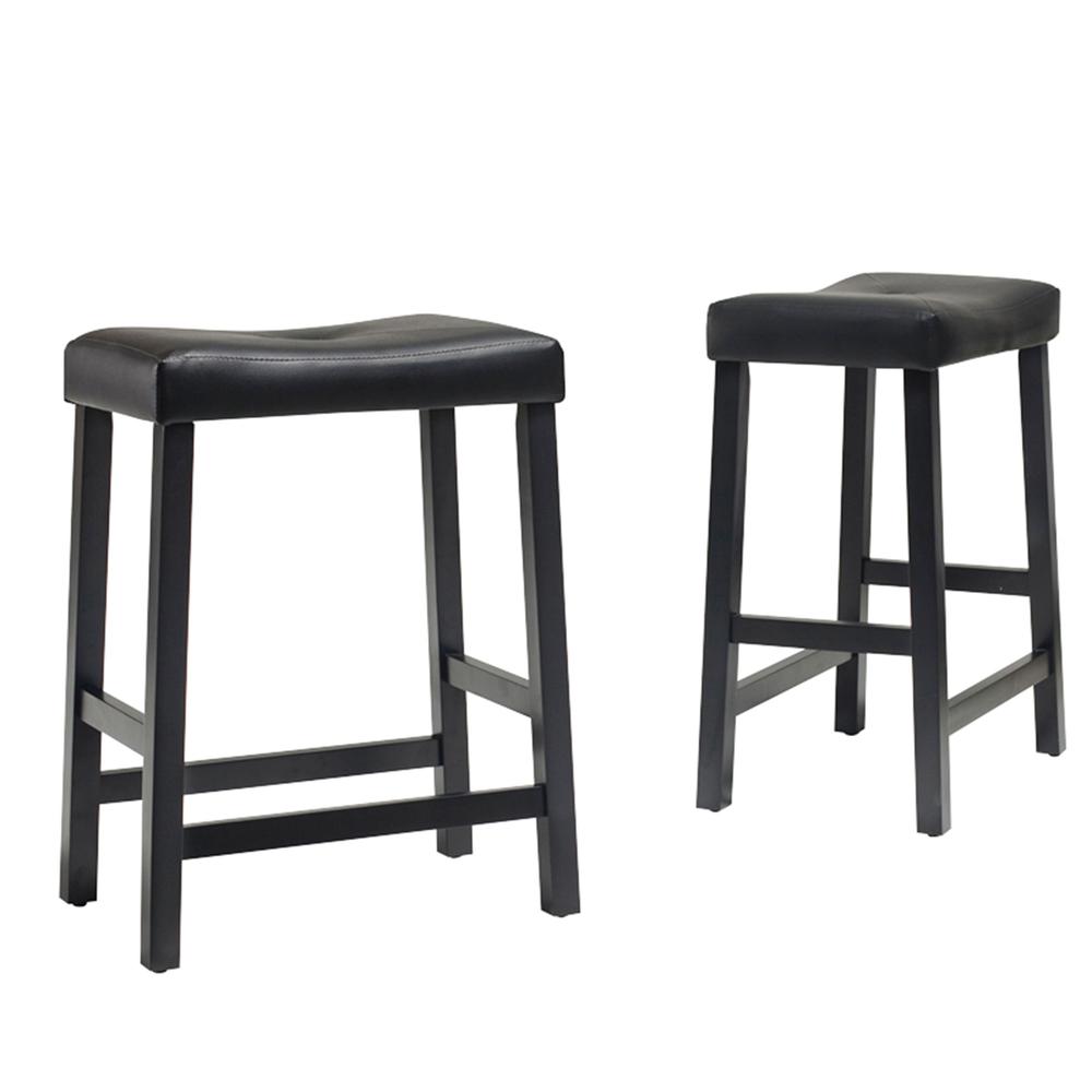 Upholstered Saddle Seat 2Pc Counter Height Bar Stool Set