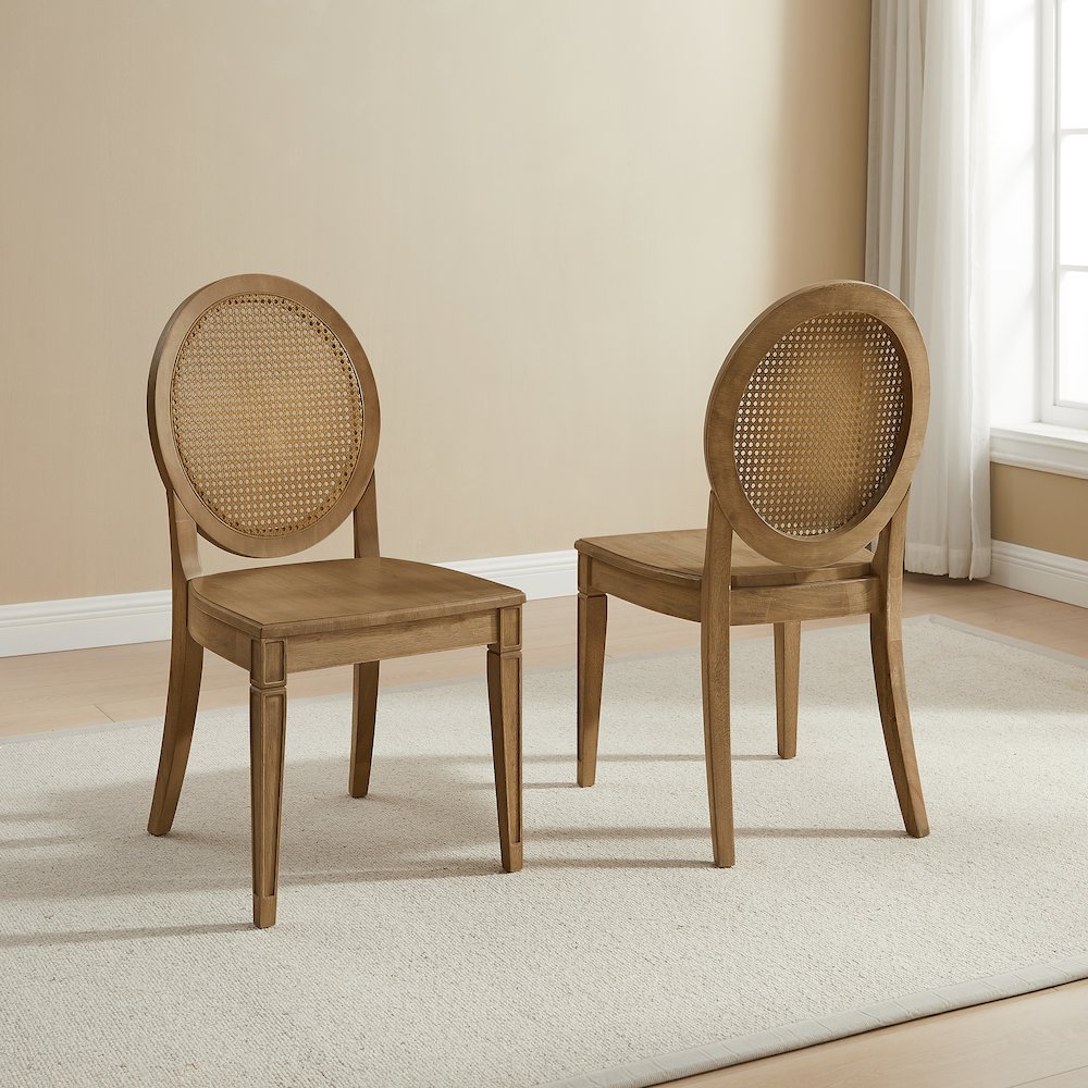 Katia 2-Piece Cane-Back Dining Chair Set In Driftwood