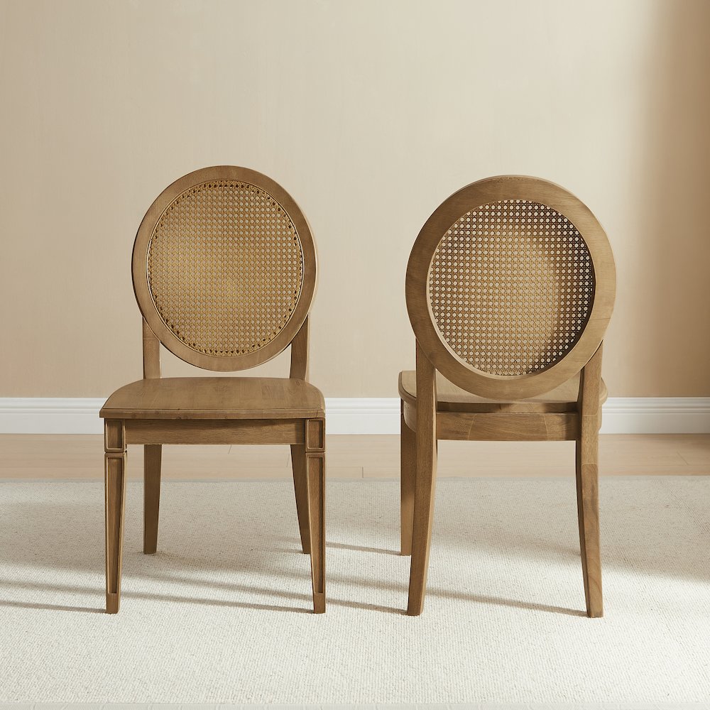 Katia 2-Piece Cane-Back Dining Chair Set In Driftwood