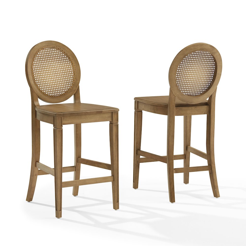 Katia 2-Piece Cane-Back Counter Stool Set In Driftwood