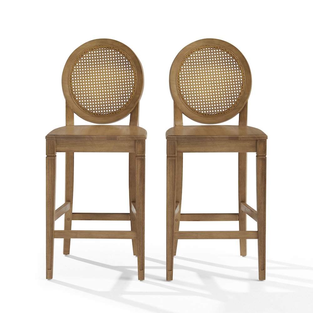 Katia 2-Piece Cane-Back Counter Stool Set In Driftwood