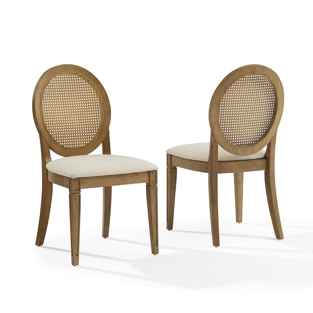 Katia 2-Piece Upholstered Cane-Back Dining Chair Set In Driftwood