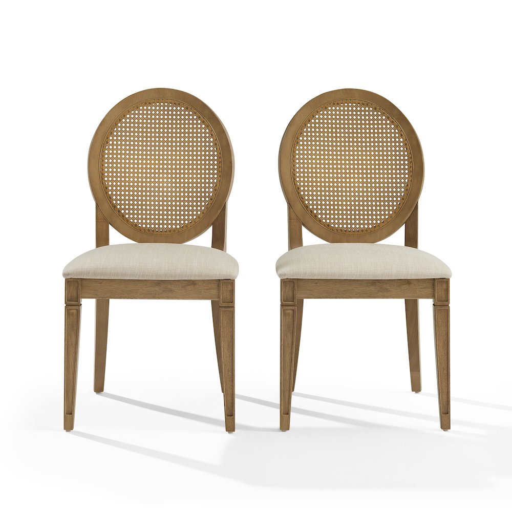 Katia 2-Piece Upholstered Cane-Back Dining Chair Set In Driftwood