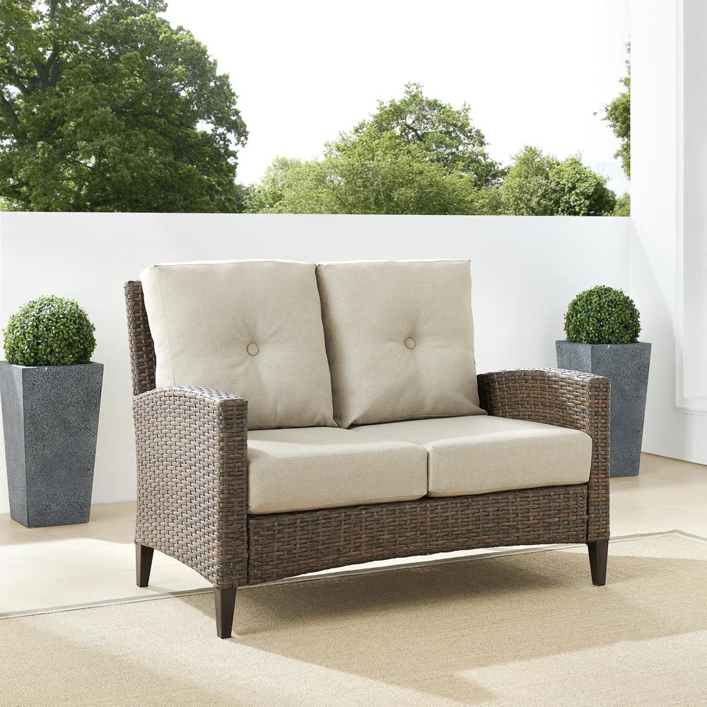 Rockport High Back Wicker Outdoor Loveseat