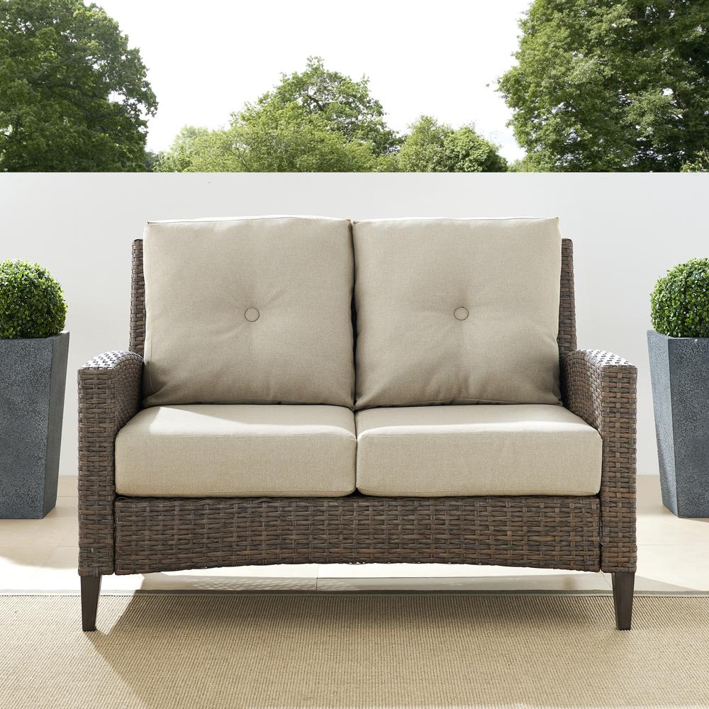 Rockport High Back Wicker Outdoor Loveseat