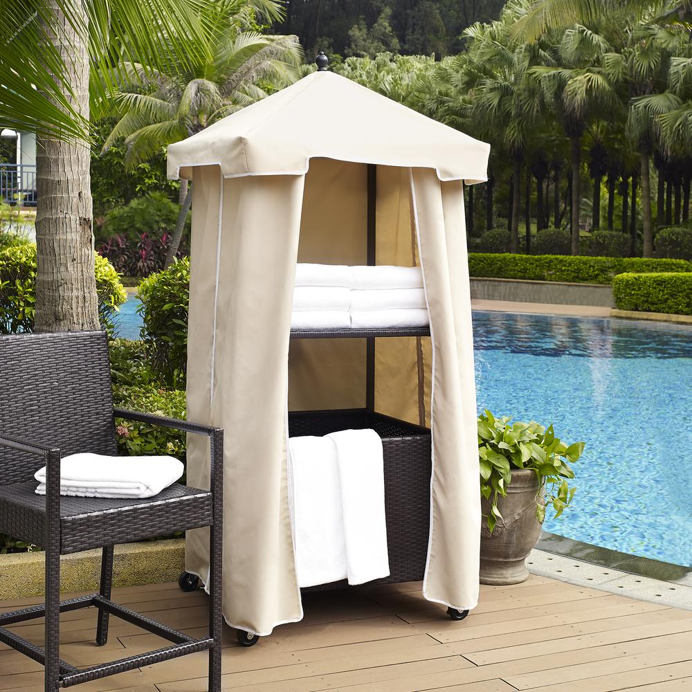 Palm Harbor Wicker Outdoor Storage Towel Valet