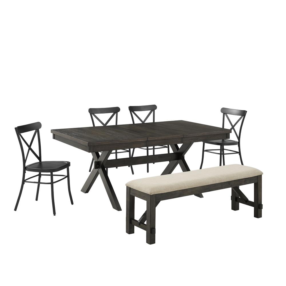 Hayden 6-Piece Dining Table Set For 7 W/Camille Chairs