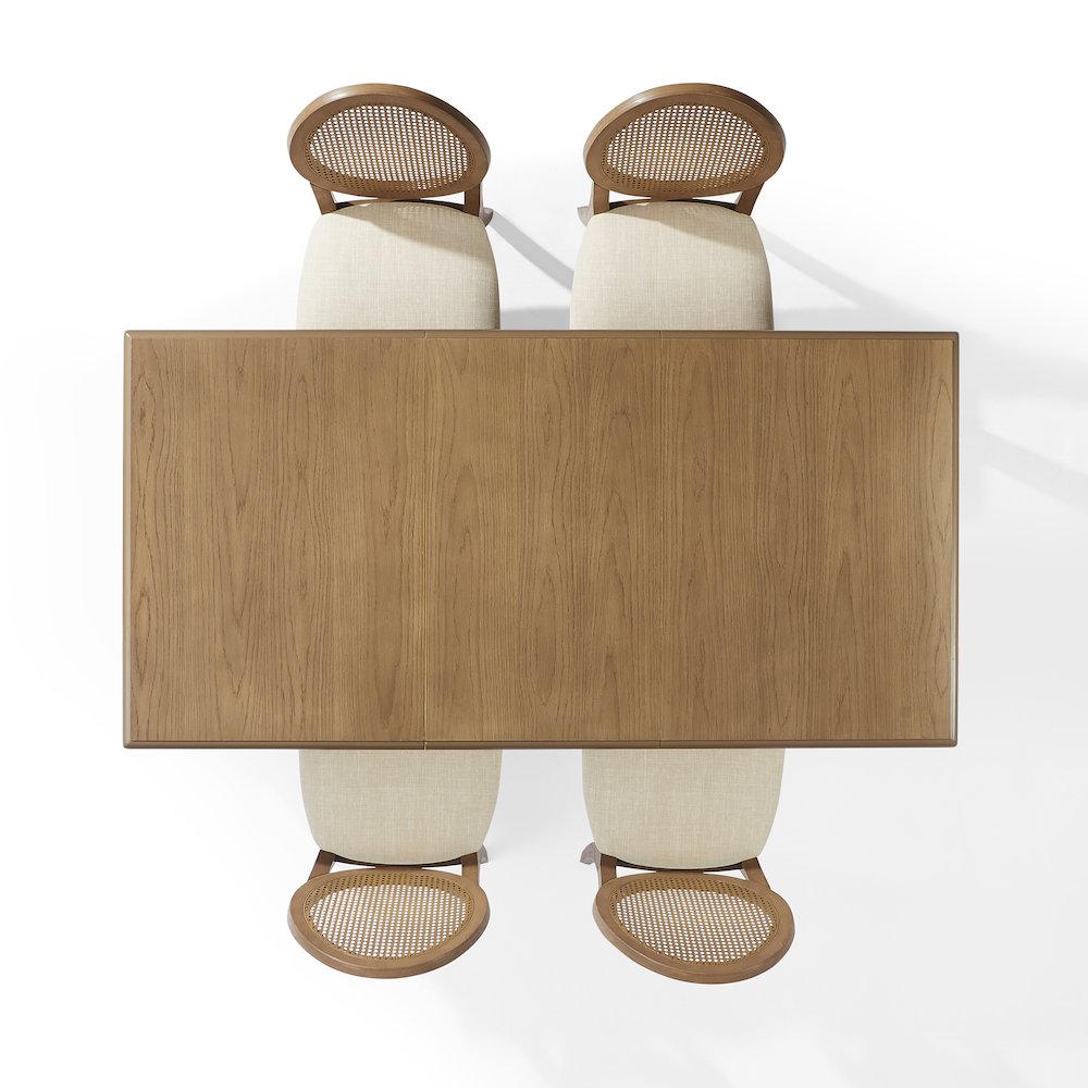 Katia 5Pc Dining Table Set For 4 Cane-Back Upholstered Chairs In Driftwood