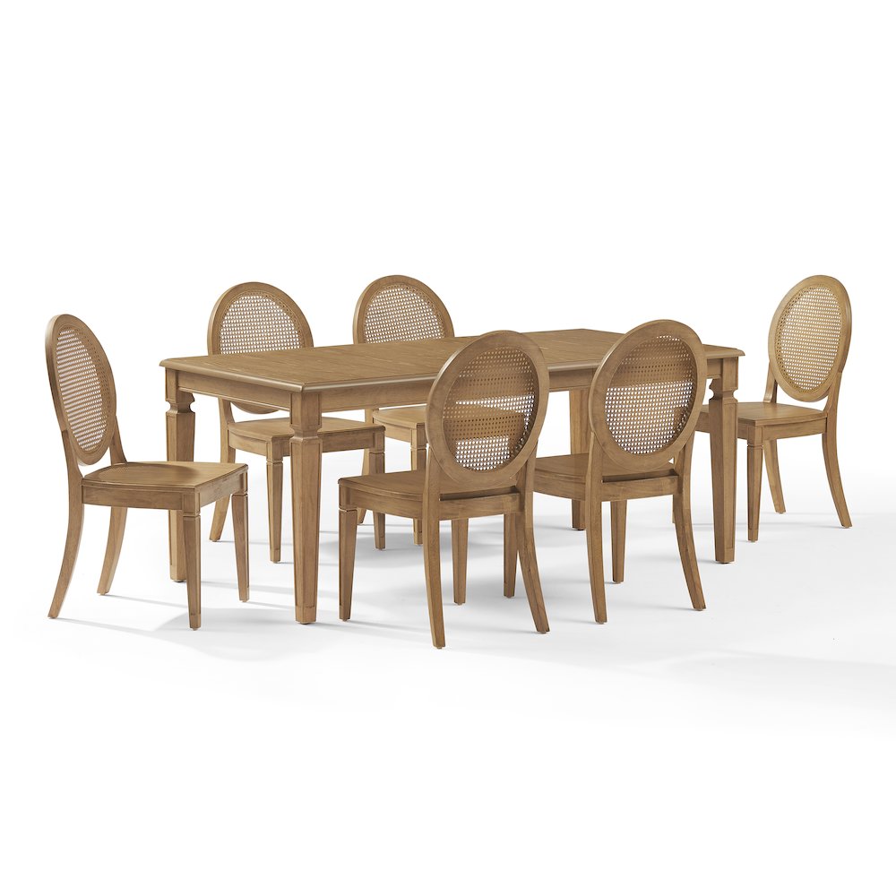 Katia 7-Piece Dining Table Set For 6 With Cane-Back Chairs In Driftwood