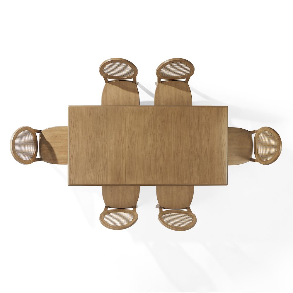 Katia 7-Piece Dining Table Set For 6 With Cane-Back Chairs In Driftwood