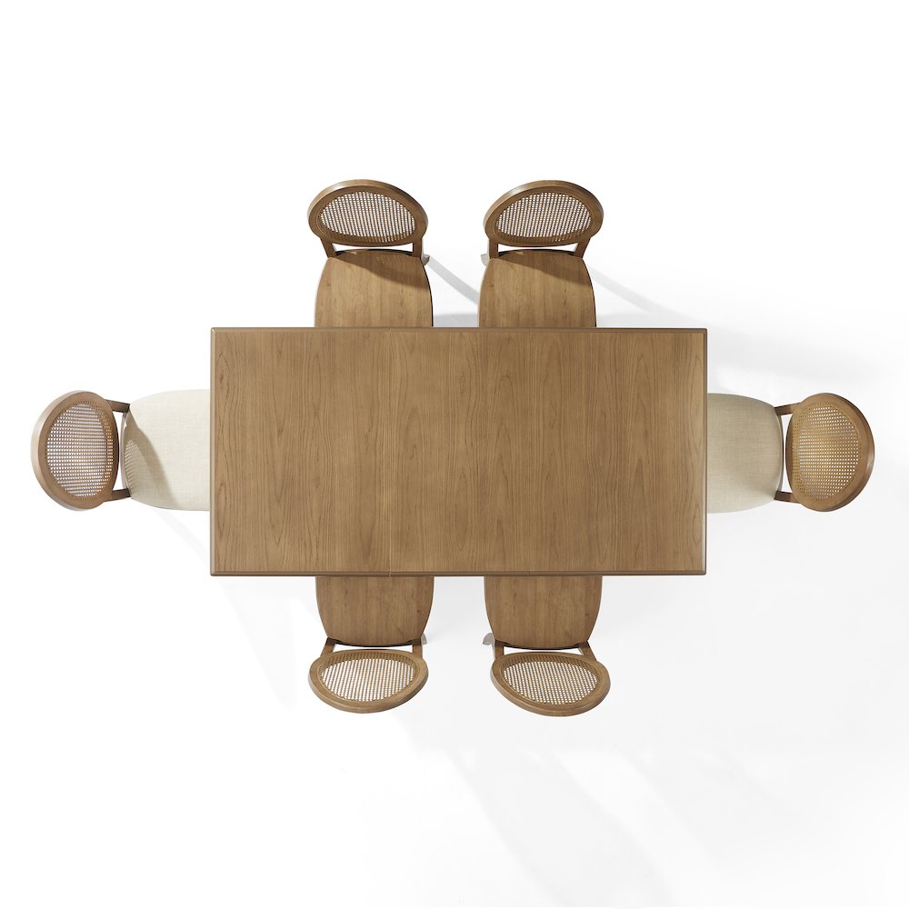 Katia 7Pc Dining Set With Cane-Back Upholstered Chairs In Driftwood