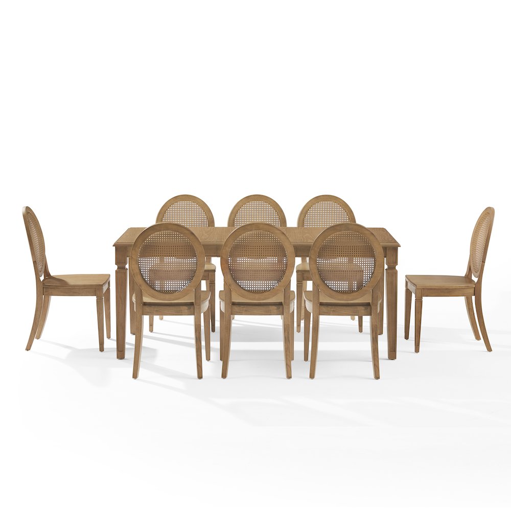 Katia 9-Piece Dining Table Set For 8 With Cane-Back Chairs In Driftwood
