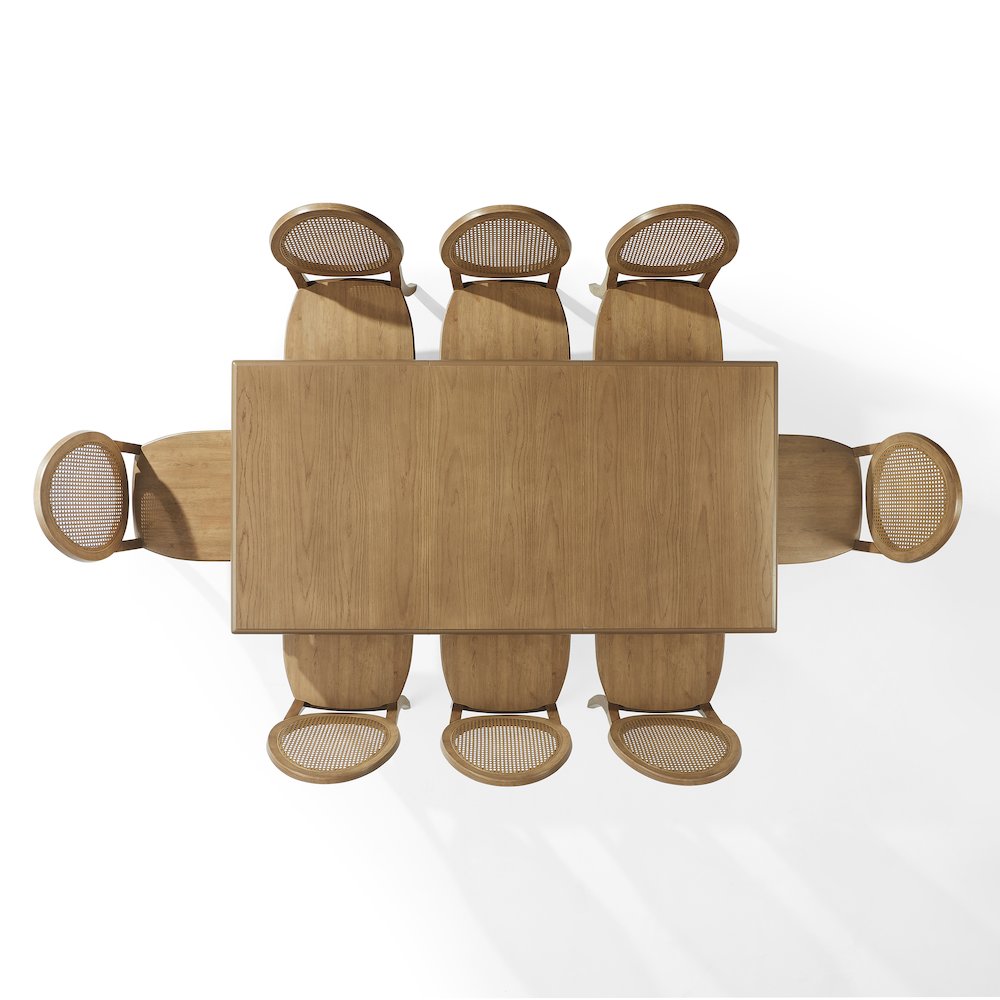 Katia 9-Piece Dining Table Set For 8 With Cane-Back Chairs In Driftwood