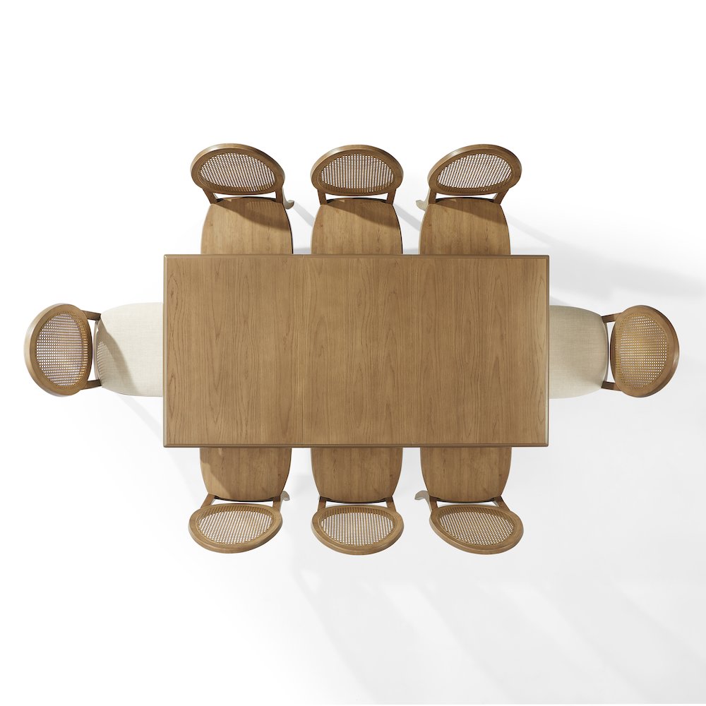 Katia 9Pc Dining Set With Cane-Back Upholstered Chairs In Driftwood