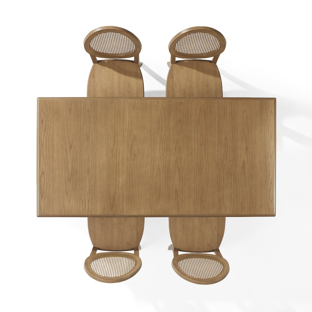 Katia 5-Piece Dining Table Set For 4 With Cane-Back Chairs In Driftwood