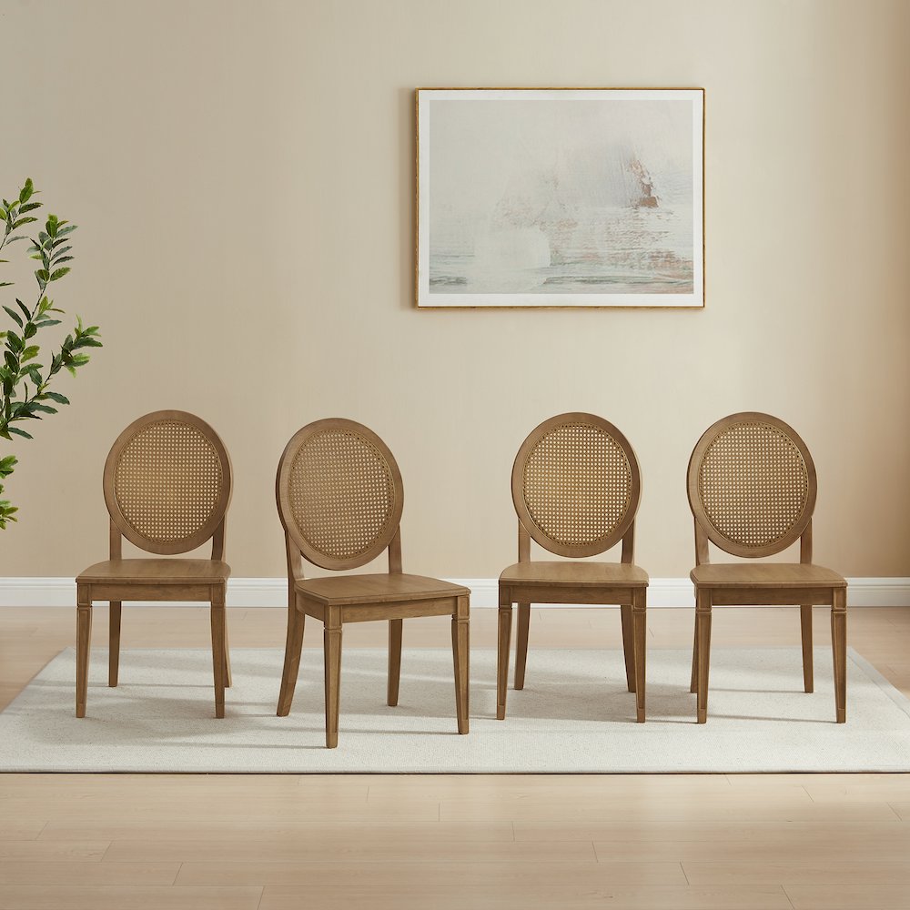 Katia 4-Piece Cane-Back Dining Chair Set In Driftwood