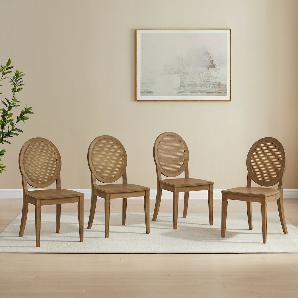 Katia 4-Piece Cane-Back Dining Chair Set In Driftwood
