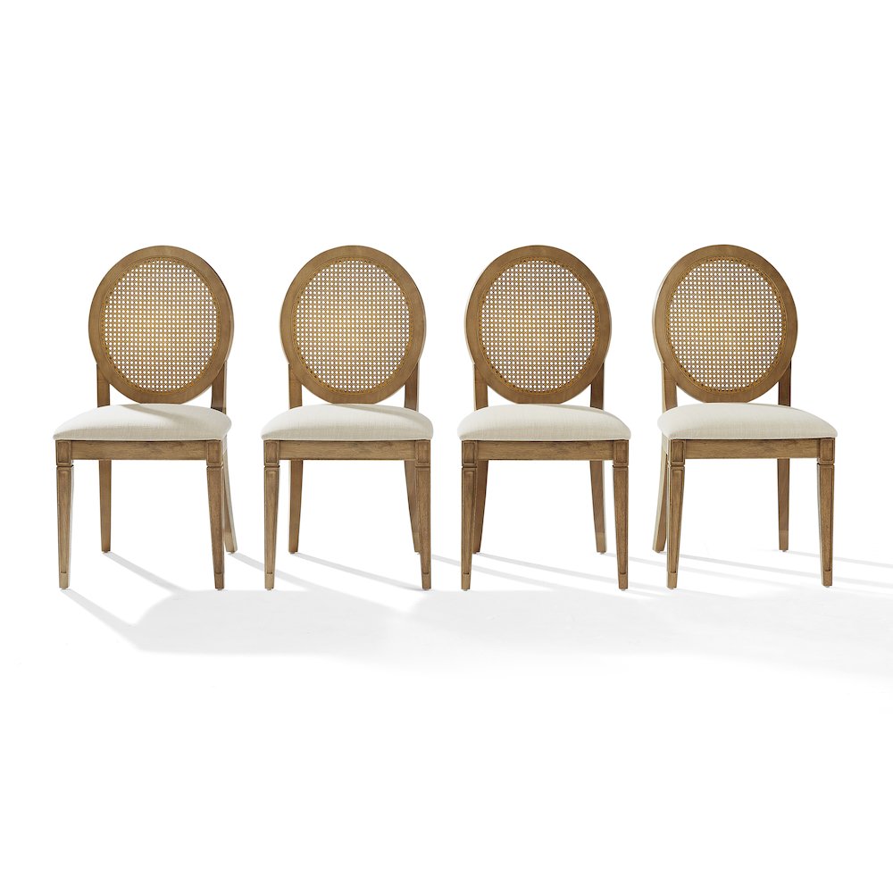 Katia 4-Piece Upholstered Cane-Back Dining Chair Set In Driftwood