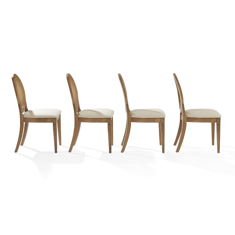 Katia 4-Piece Upholstered Cane-Back Dining Chair Set In Driftwood