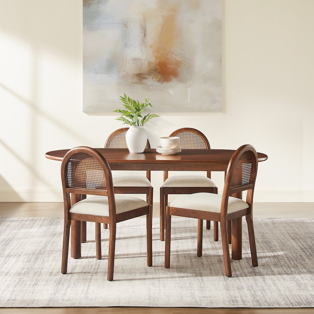 Kennedy 5-Piece Dining Table Set For 4 In Walnut