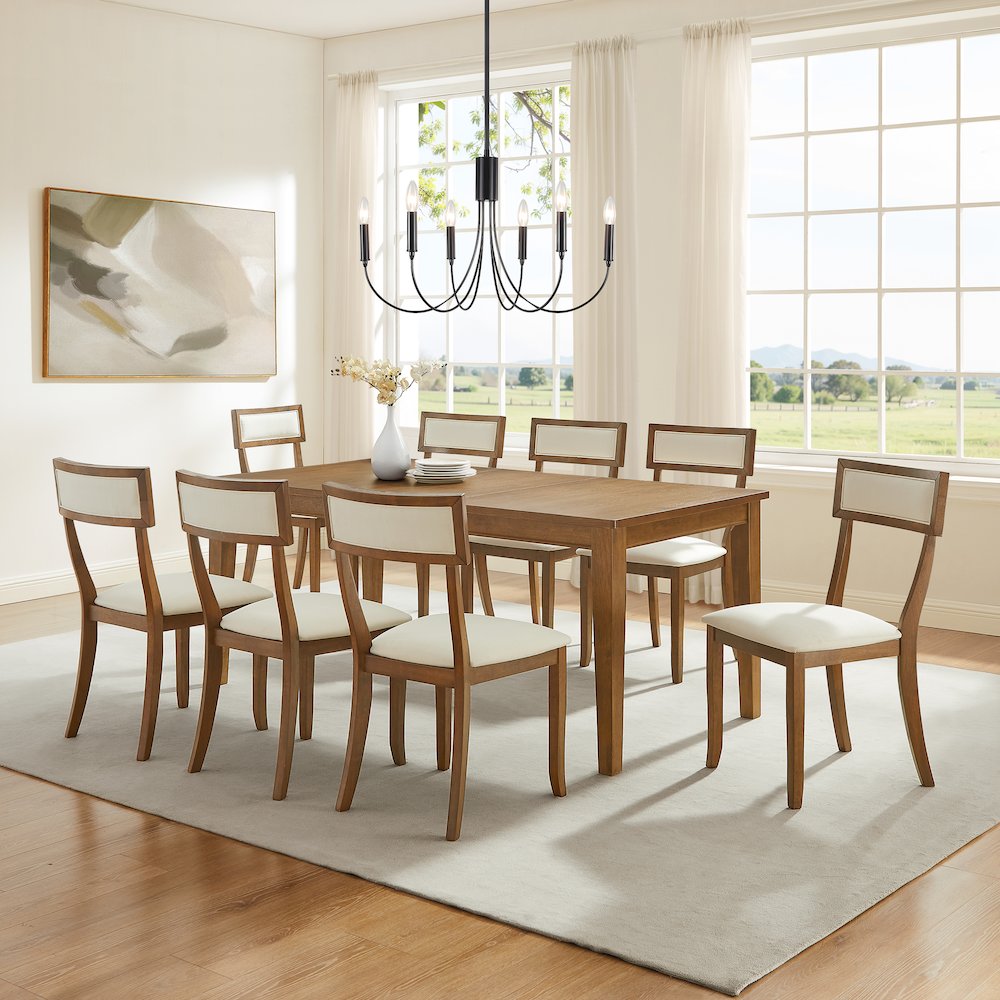 Alessia 9-Piece Dining Table Set For 8 In Brown