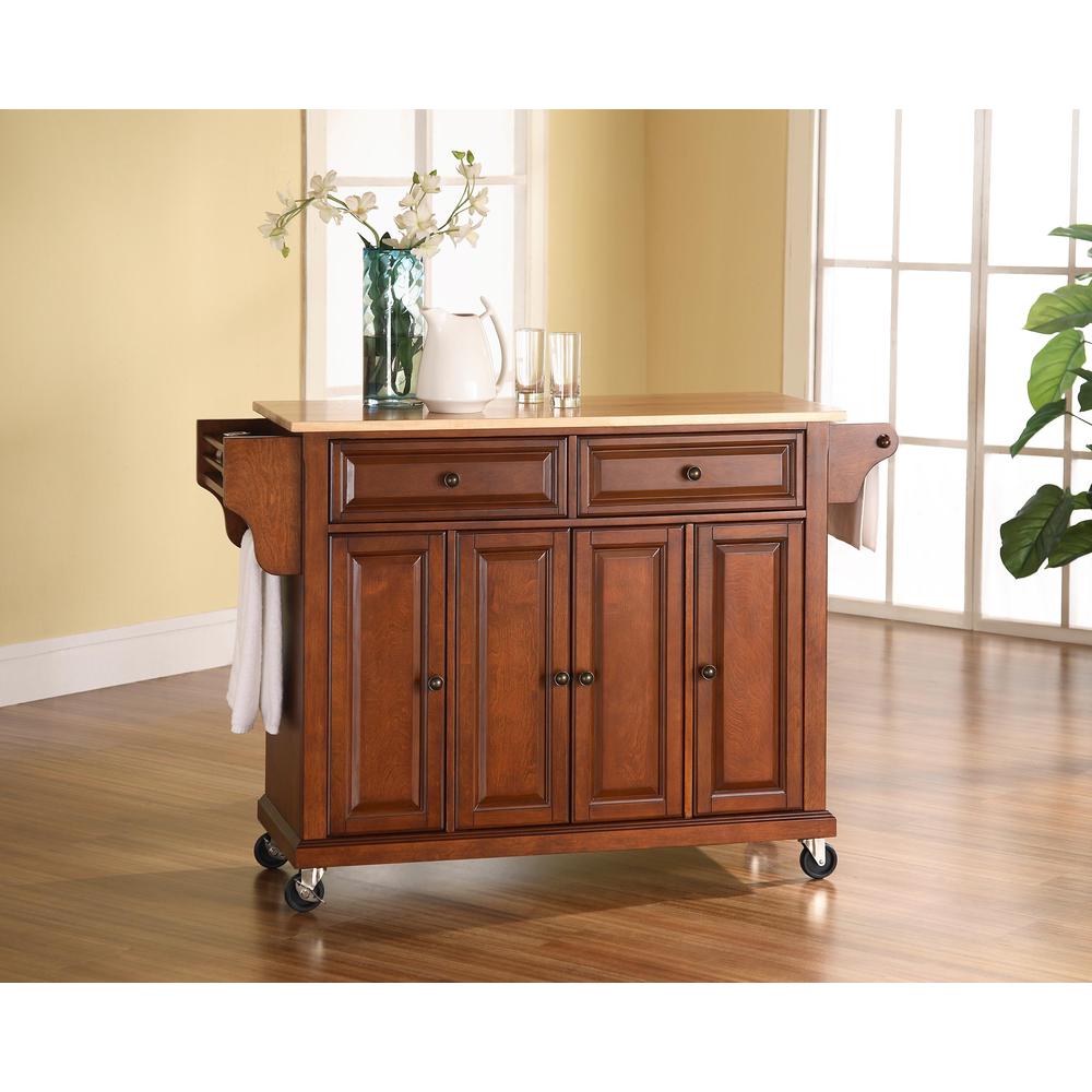 Full Size Wood Top Kitchen Cart