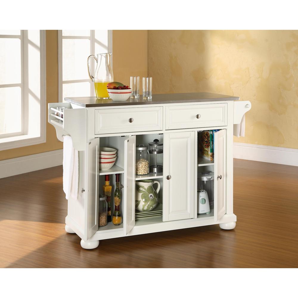 Alexandria Stainless Steel Top Full Size Kitchen Island/Cart