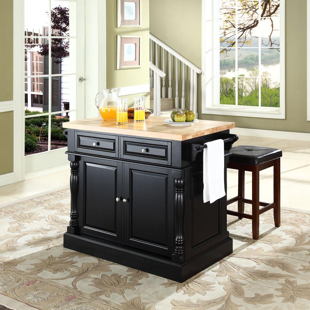 Oxford Kitchen Island W/Square Seat Stools