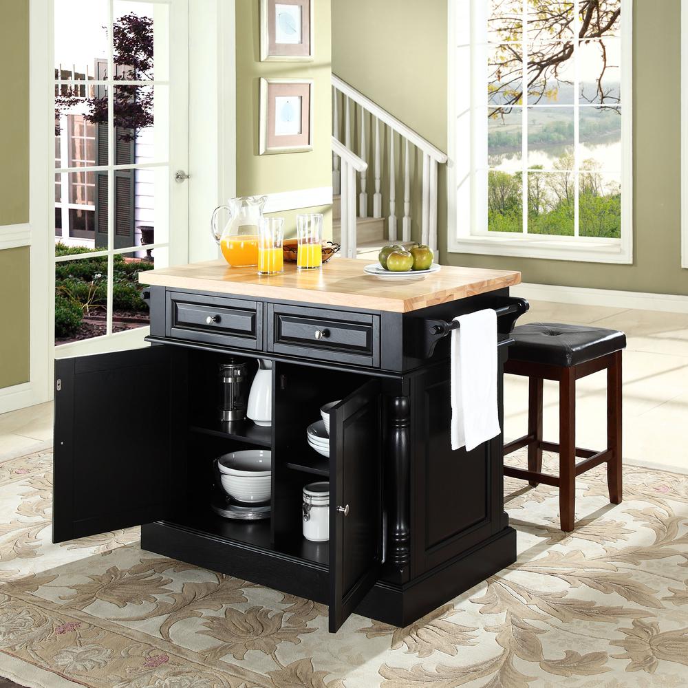 Oxford Kitchen Island W/Square Seat Stools