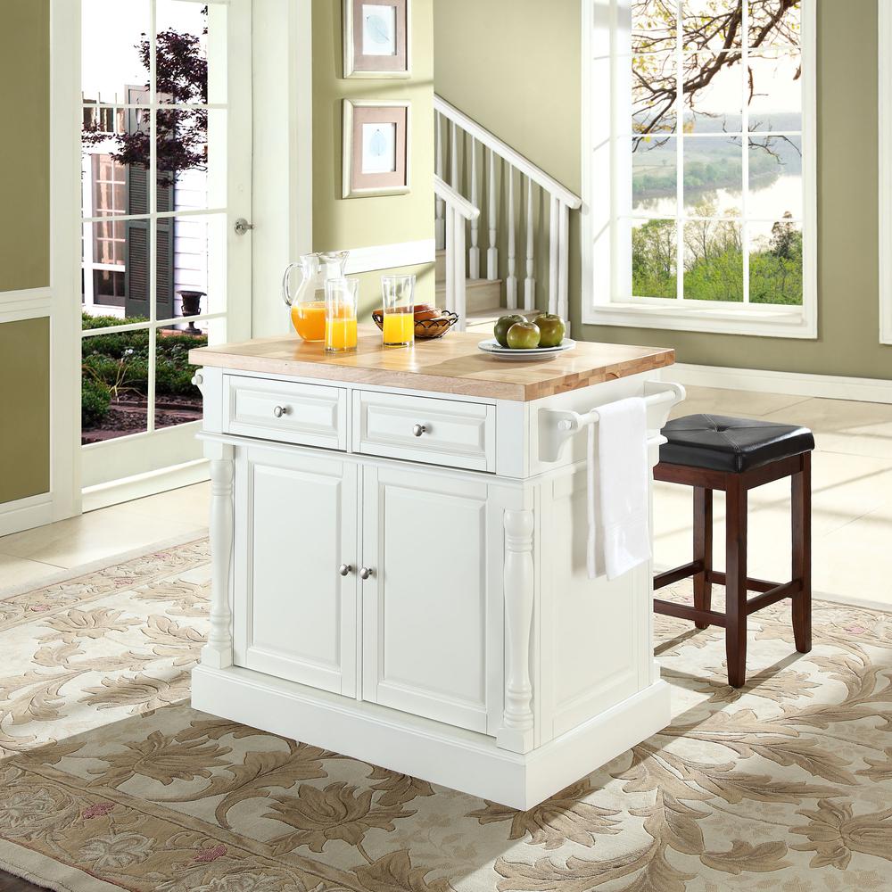 Oxford Kitchen Island W/Square Seat Stools