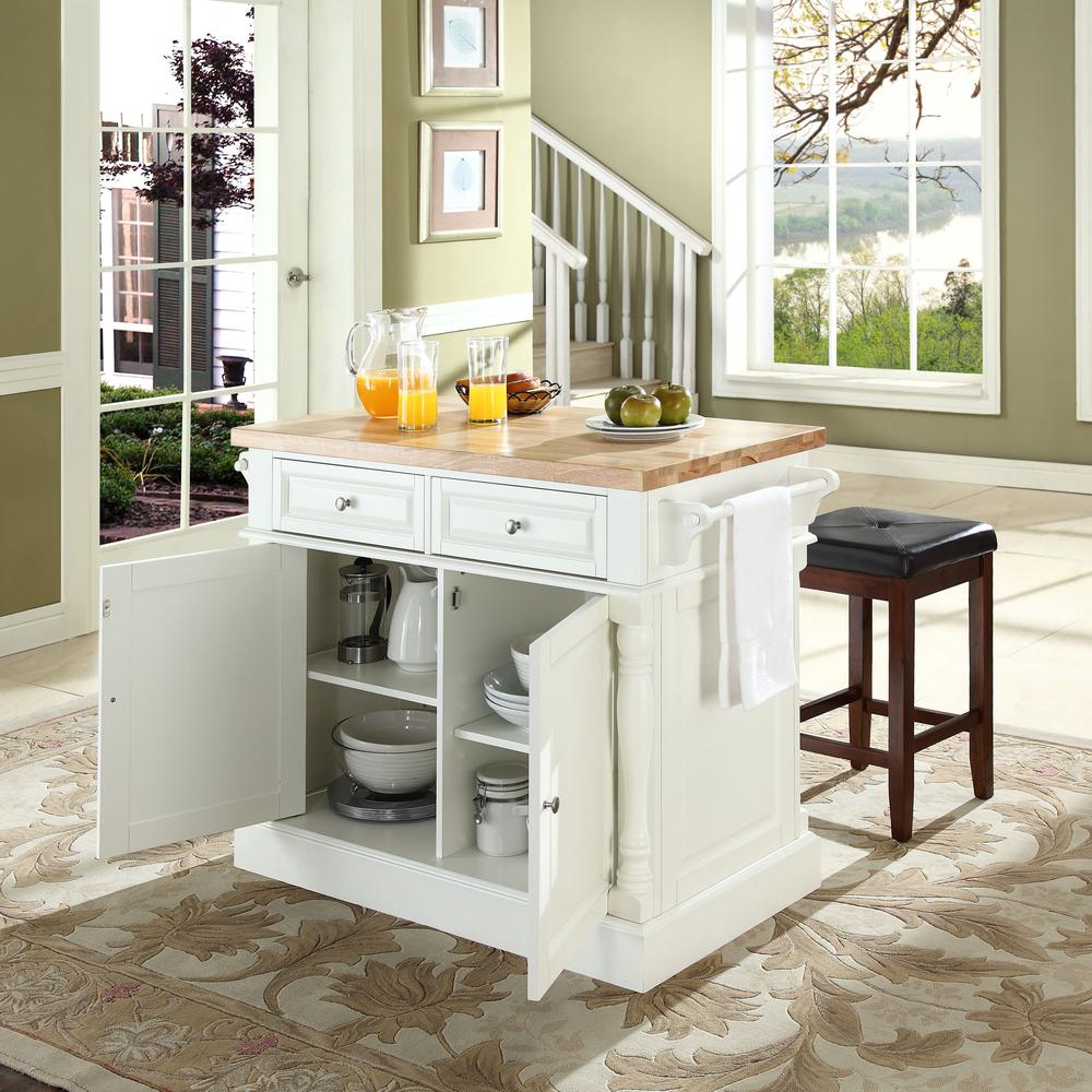 Oxford Kitchen Island W/Square Seat Stools