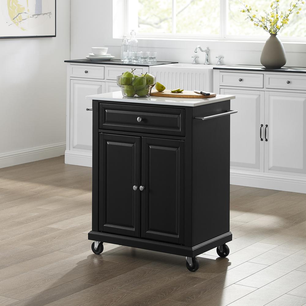 Compact Stone Top Kitchen Cart