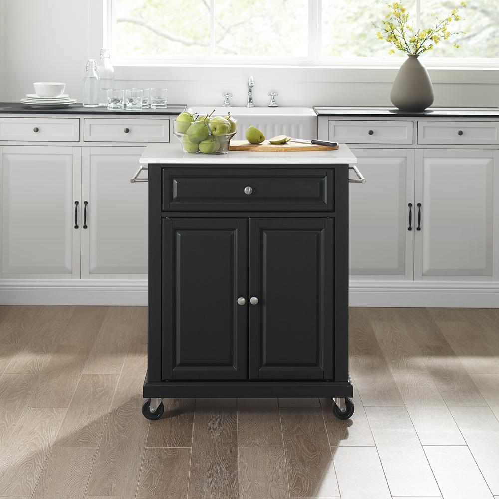 Compact Stone Top Kitchen Cart