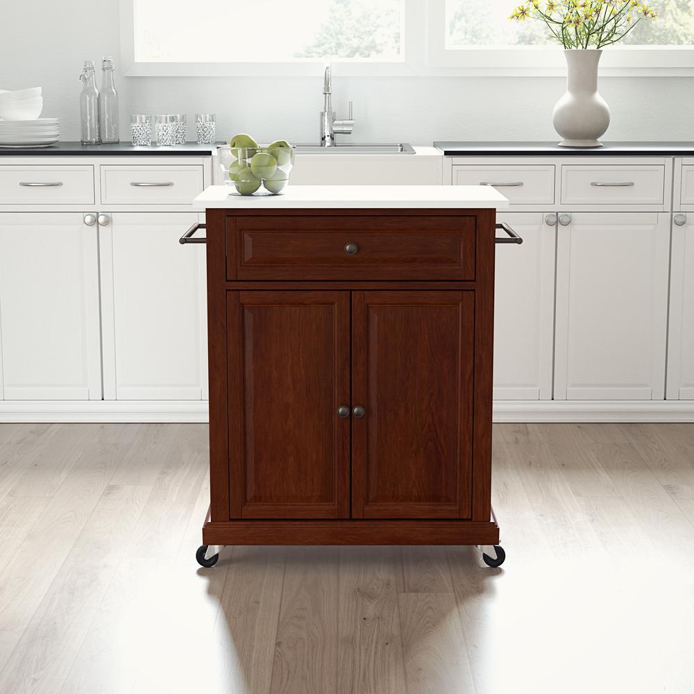 Compact Stone Top Kitchen Cart